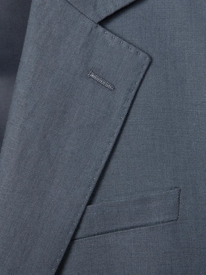 Men Reiss Suits and Tailoring Kin Slim Fit Single Breasted Linen Blazer Airforce Blue