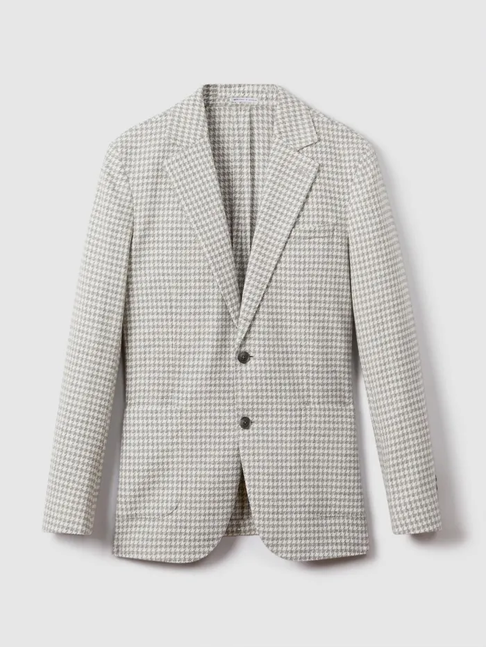 Men Reiss Suits and Tailoring Nite Slim Fit Wool Blend Single Breasted Blazer Soft Grey