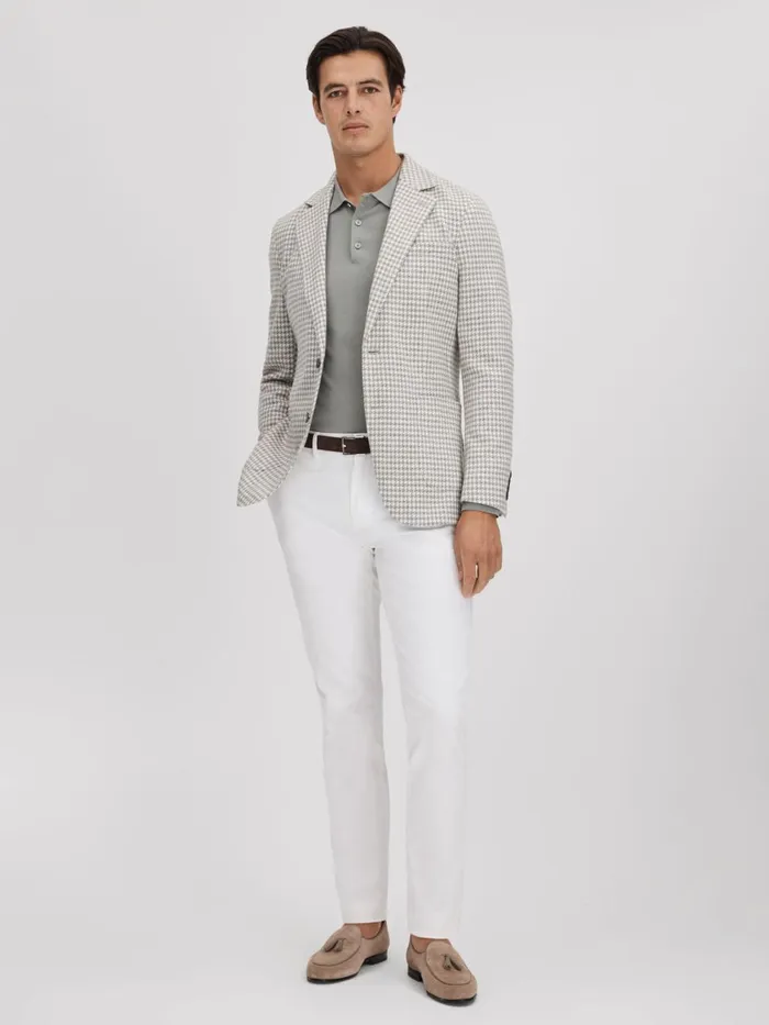 Men Reiss Suits and Tailoring Nite Slim Fit Wool Blend Single Breasted Blazer Soft Grey