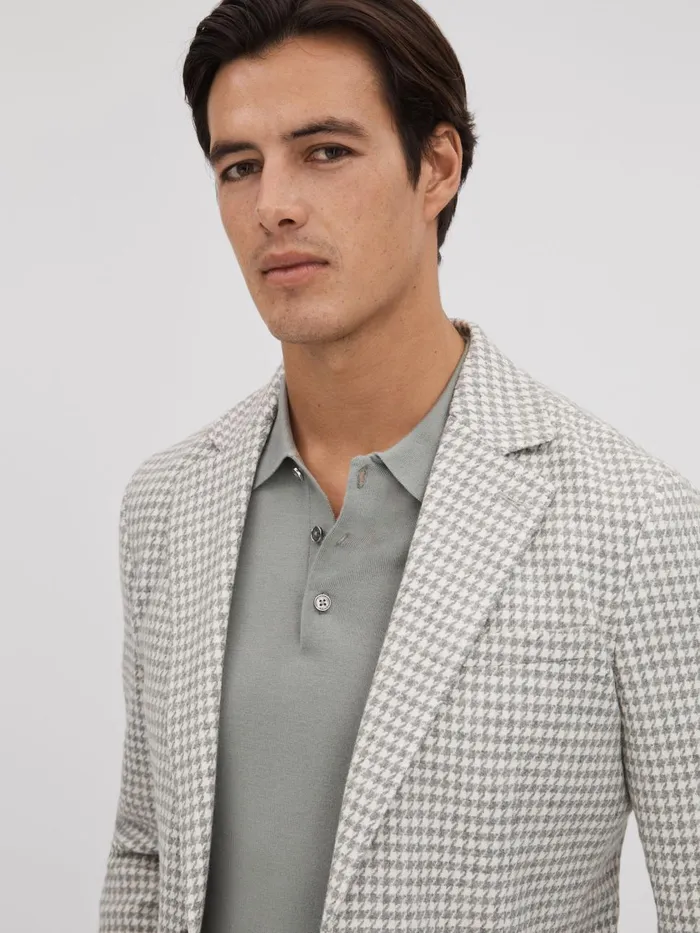 Men Reiss Suits and Tailoring Nite Slim Fit Wool Blend Single Breasted Blazer Soft Grey