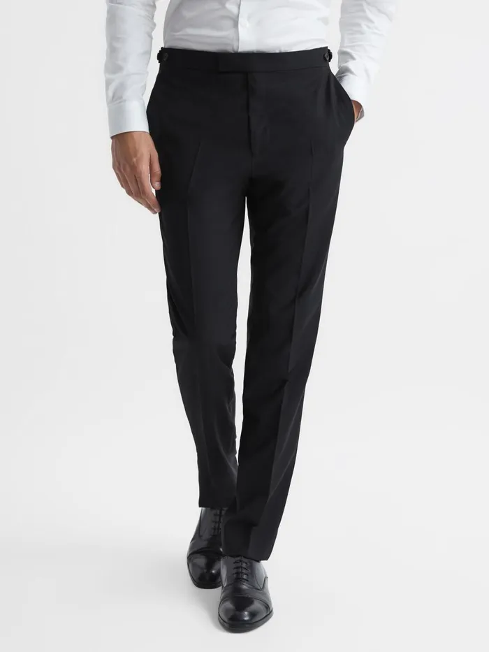 Men Reiss Suits and Tailoring Pray Slim Fit Wool Blend Trousers Black
