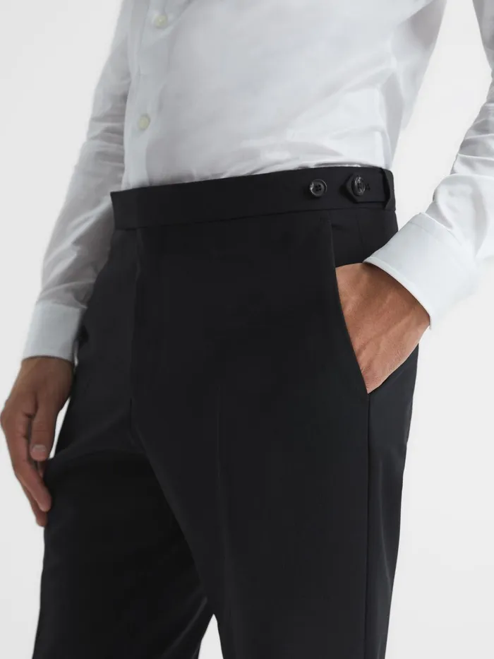 Men Reiss Suits and Tailoring Pray Slim Fit Wool Blend Trousers Black