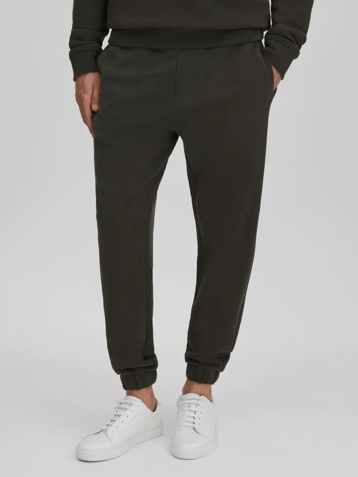 Men Reiss Sweats Hoodies and Joggers Ali Fleece Lined Cotton Joggers Khaki