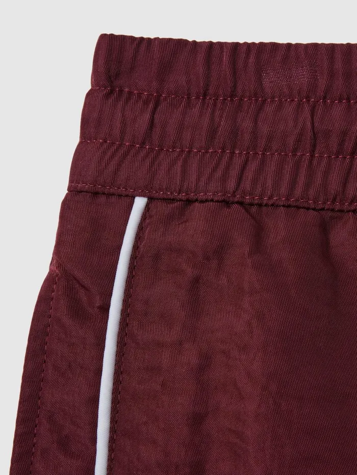 Men Reiss Swimwear Azure Piped Drawstring Swim Shorts Brick Red