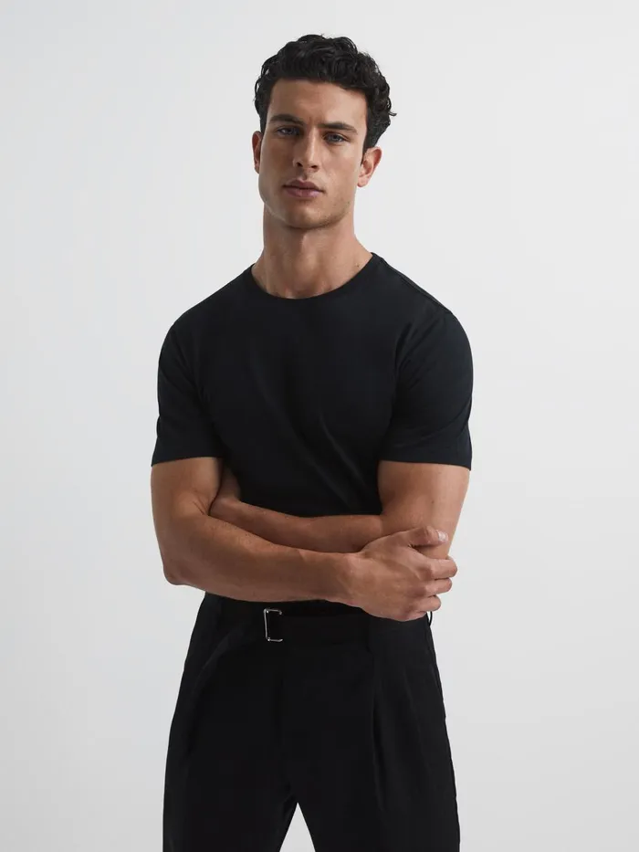 Men Reiss TShirts Bless Marl Crew Neck TShirt Black
