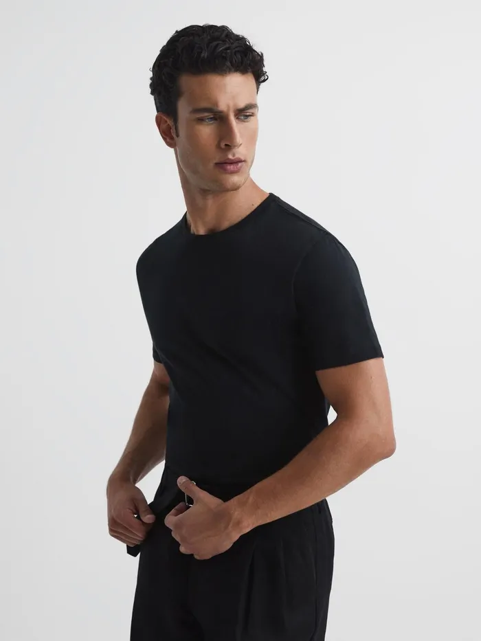 Men Reiss TShirts Bless Marl Crew Neck TShirt Black