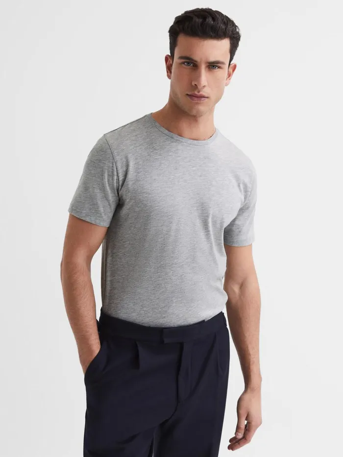 Men Reiss TShirts Bless Marl Crew Neck TShirt Grey Marl