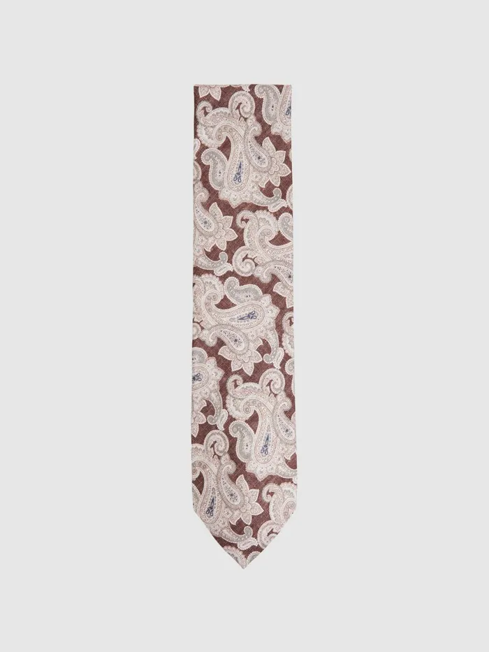 Men Reiss Ties and Pocket Squares Giovanni Silk Paisley Print Tie Tobaccooatmeal Men Reiss Ties and Pocket Squares Giovanni Silk Paisley Print Tie Tobaccooatmeal
