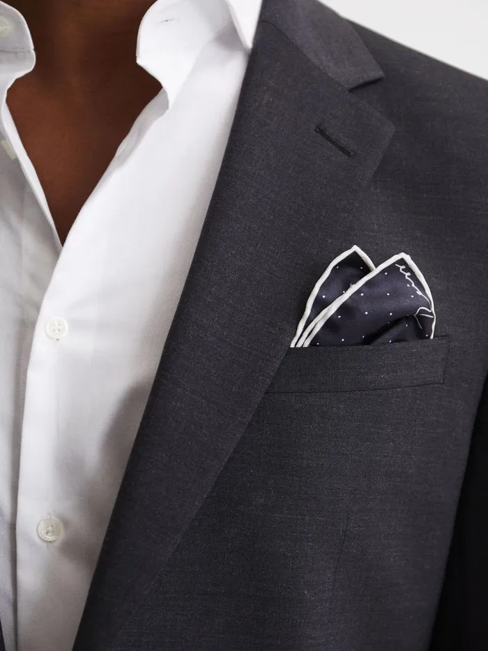 Men Reiss Ties and Pocket Squares Liam Polka Dot Silk Pocket Square Navy