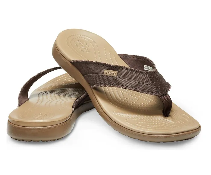 Men Santa Cruz Canvas Flip Espresso Khaki Crocs Sandals