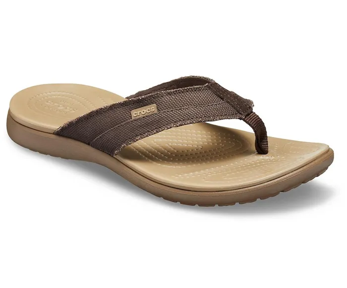 Men Santa Cruz Canvas Flip Espresso Khaki Crocs Sandals