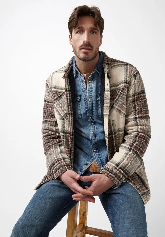 Men Sheldon Blue Denim LongSleeve Mens Shirt Indigo Buffalo David Bitton Shirts