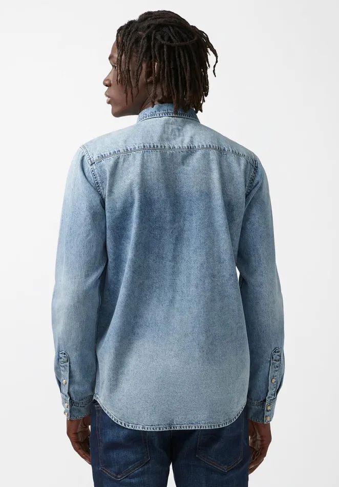 Men Sheldon Blue Denim LongSleeve Mens Shirt Indigo Buffalo David Bitton Shirts
