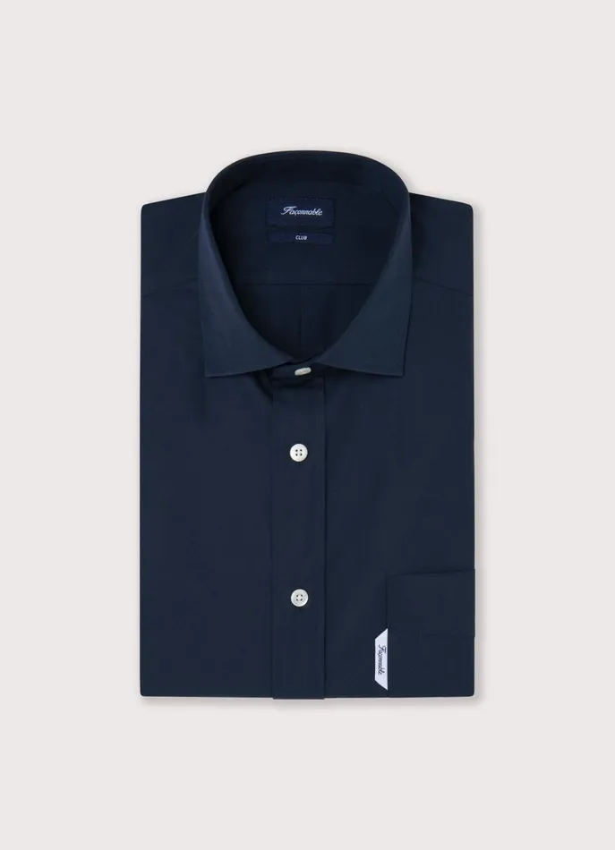 Men Shirts Faonnable Regular Fit 120 Thread Count Poplin Shirt Marine Blue