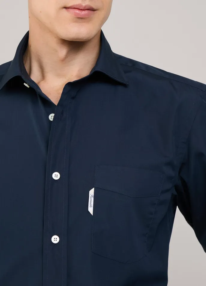 Men Shirts Faonnable Regular Fit 120 Thread Count Poplin Shirt Marine Blue