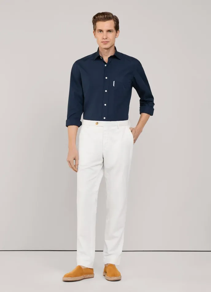 Men Shirts Faonnable Regular Fit 120 Thread Count Poplin Shirt Marine Blue
