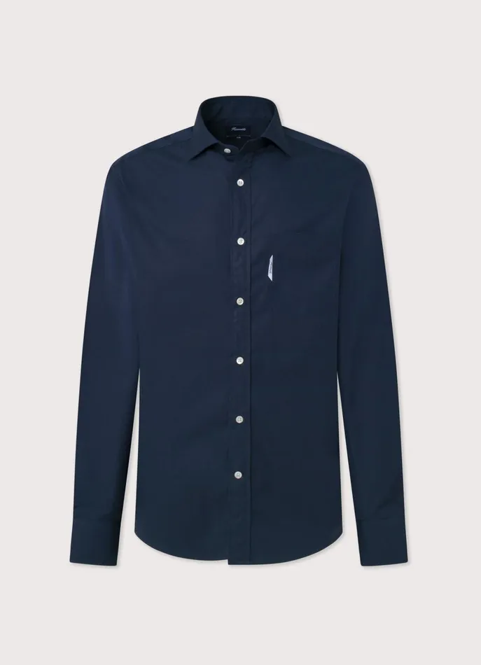Men Shirts Faonnable Regular Fit 120 Thread Count Poplin Shirt Marine Blue
