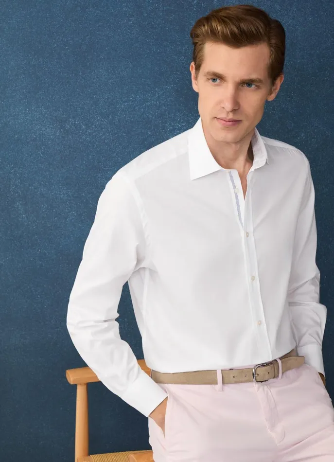 Men Shirts Faonnable Regular Fit 120 Thread Count Poplin Shirt White