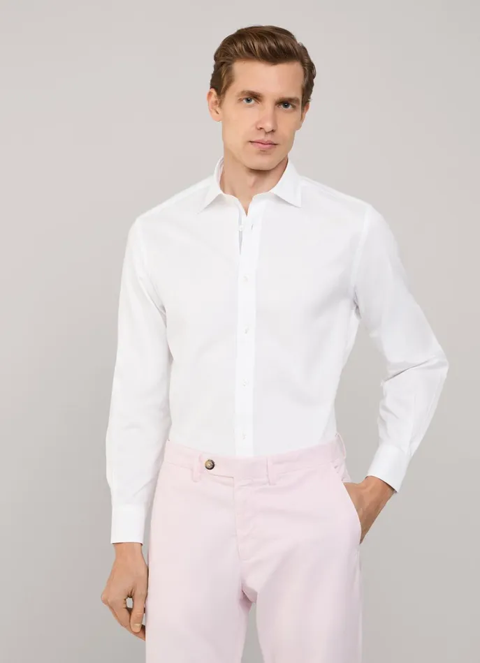 Men Shirts Faonnable Regular Fit 120 Thread Count Poplin Shirt White