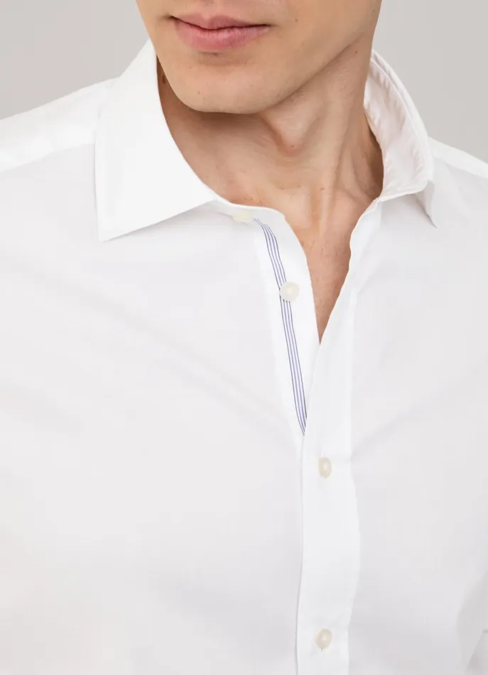 Men Shirts Faonnable Regular Fit 120 Thread Count Poplin Shirt White