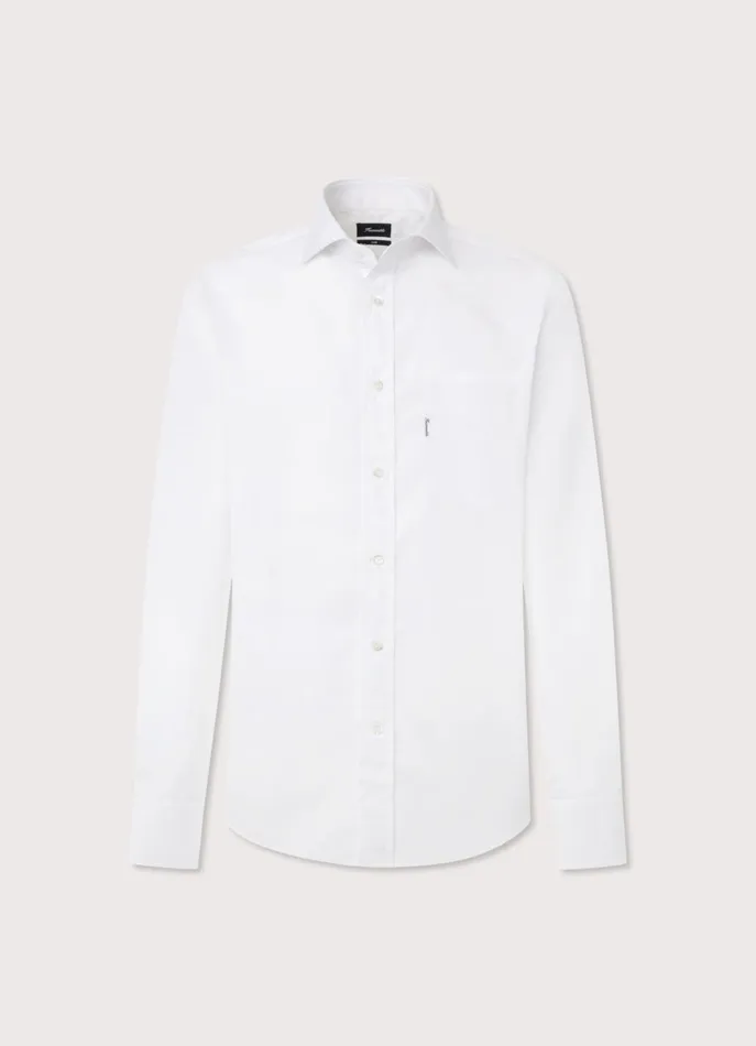 Men Shirts Faonnable Regular Fit 120 Thread Count Poplin Shirt White