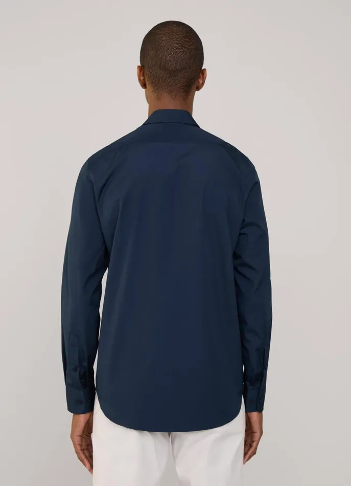 Men Shirts Faonnable Regular Fit Poplin Shirt Marine Blue