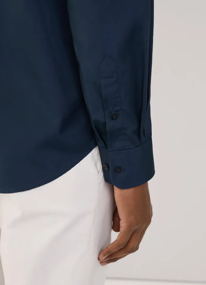 Men Shirts Faonnable Regular Fit Poplin Shirt Marine Blue