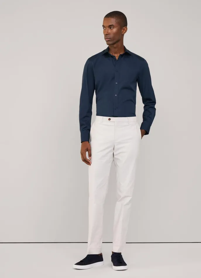 Men Shirts Faonnable Regular Fit Poplin Shirt Marine Blue