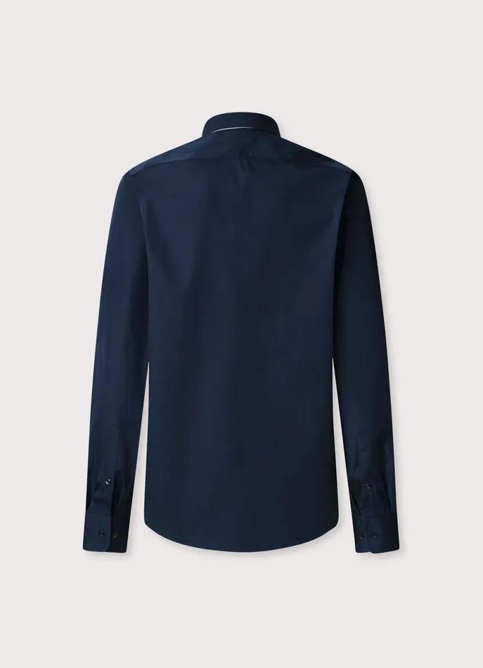 Men Shirts Faonnable Regular Fit Poplin Shirt Marine Blue