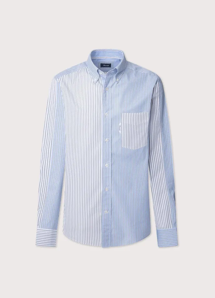 Men Shirts Faonnable Regular Fit Striped Poplin Shirt Greenblue