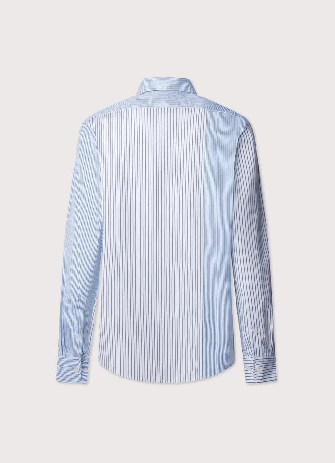 Men Shirts Faonnable Regular Fit Striped Poplin Shirt Greenblue