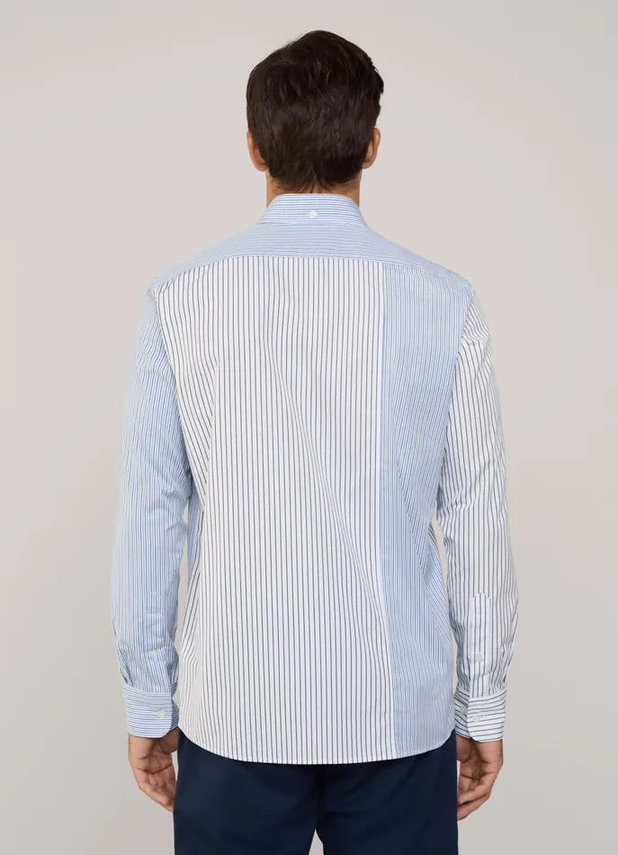 Men Shirts Faonnable Regular Fit Striped Poplin Shirt Greenblue