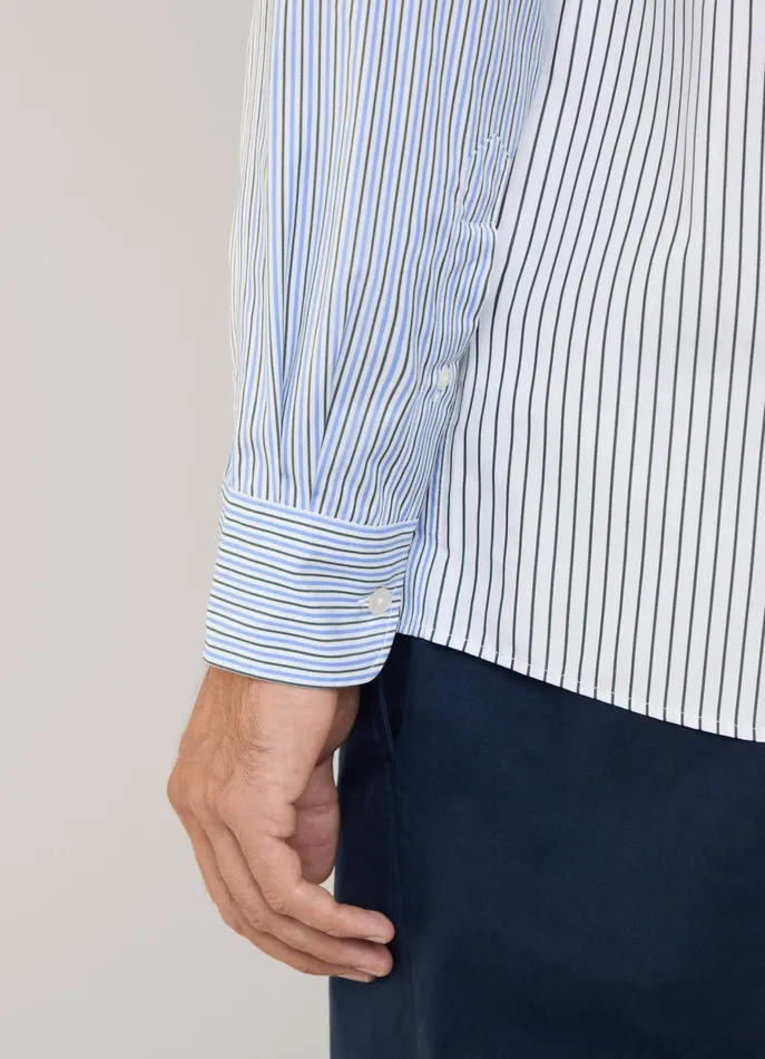 Men Shirts Faonnable Regular Fit Striped Poplin Shirt Greenblue