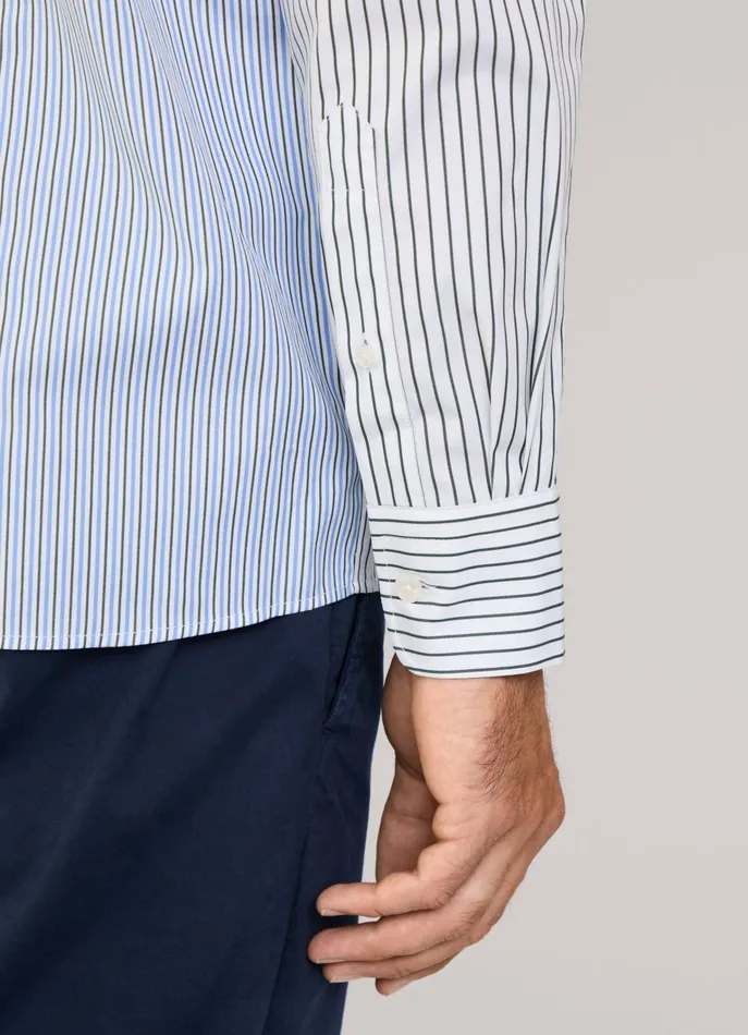 Men Shirts Faonnable Regular Fit Striped Poplin Shirt Greenblue