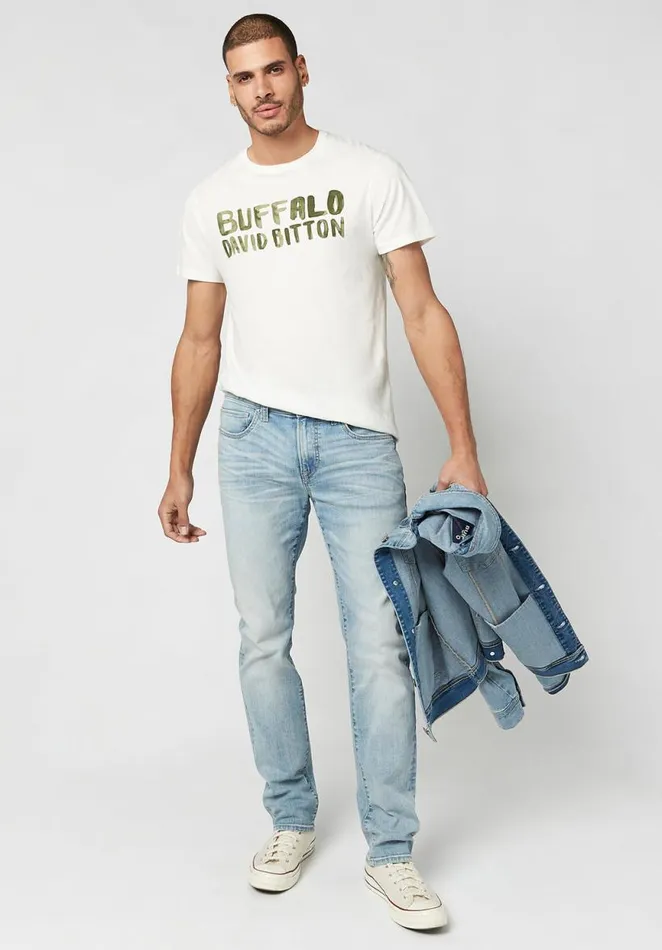 Men Slim Ash Acid Wash Jeans Indigo Buffalo David Bitton Slim Ash