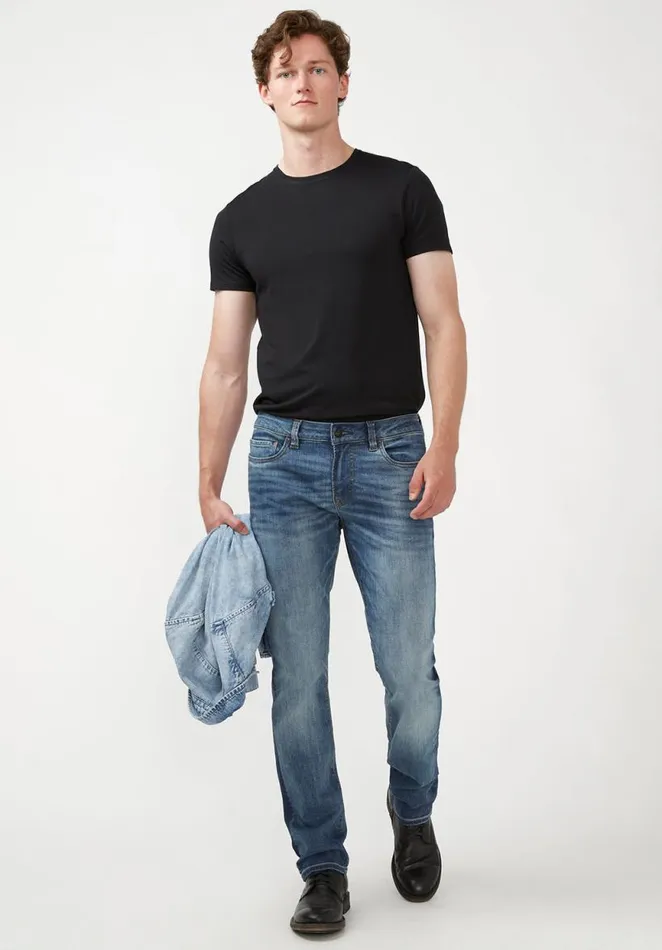 Men Slim Ash Sanded Blue Jeans Indigo Buffalo David Bitton Slim Ash