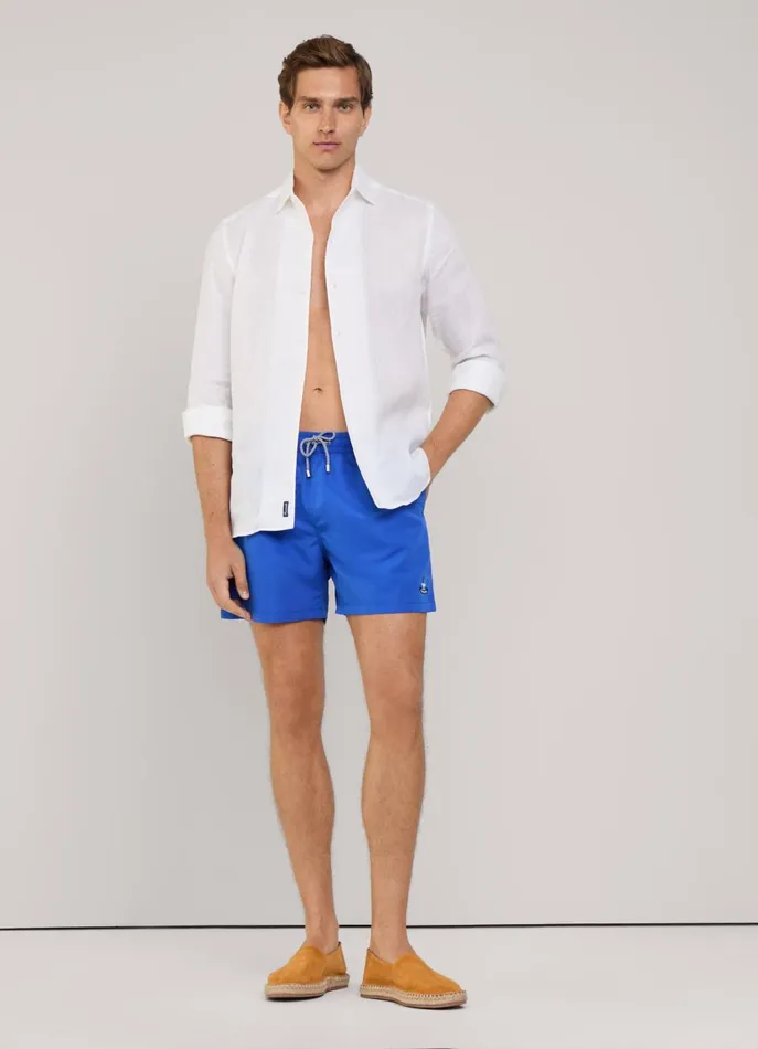 Men Swimwear Faonnable Embroidered Bird Swim Shorts Blue