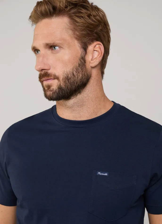 Men TShirts and Sweatshirts Faonnable Regular Fit Front Pocket TShirt Marine Blue