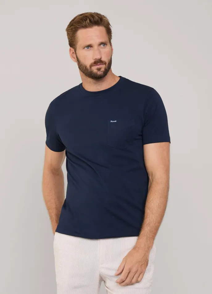 Men TShirts and Sweatshirts Faonnable Regular Fit Front Pocket TShirt Marine Blue