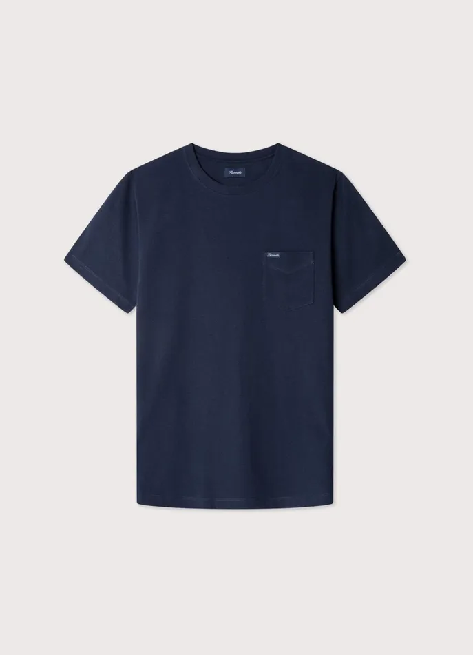 Men TShirts and Sweatshirts Faonnable Regular Fit Front Pocket TShirt Marine Blue