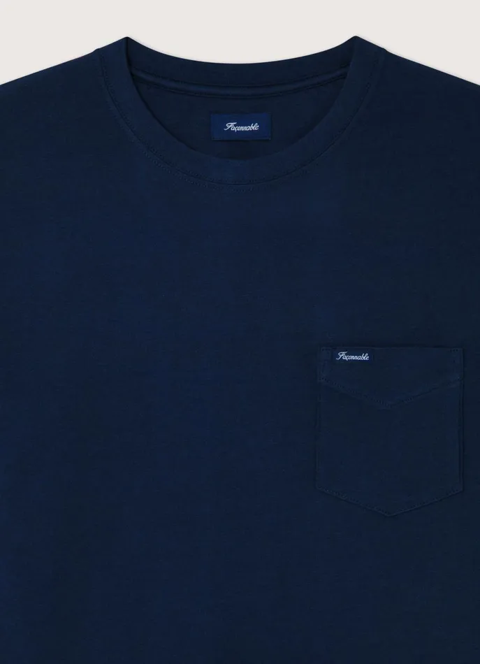 Men TShirts and Sweatshirts Faonnable Regular Fit Front Pocket TShirt Marine Blue