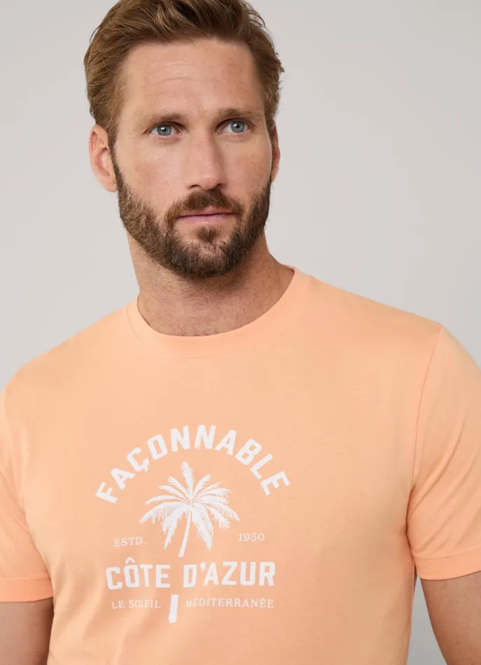 Men TShirts and Sweatshirts Faonnable Regular Fit Palm Tree TShirt Acid Orange