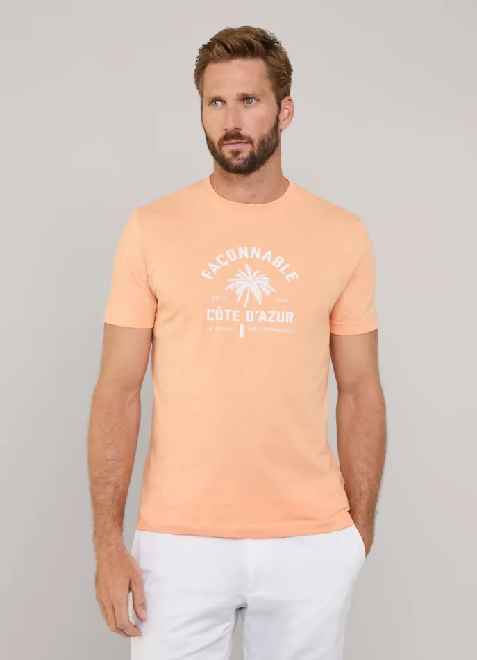 Men TShirts and Sweatshirts Faonnable Regular Fit Palm Tree TShirt Acid Orange