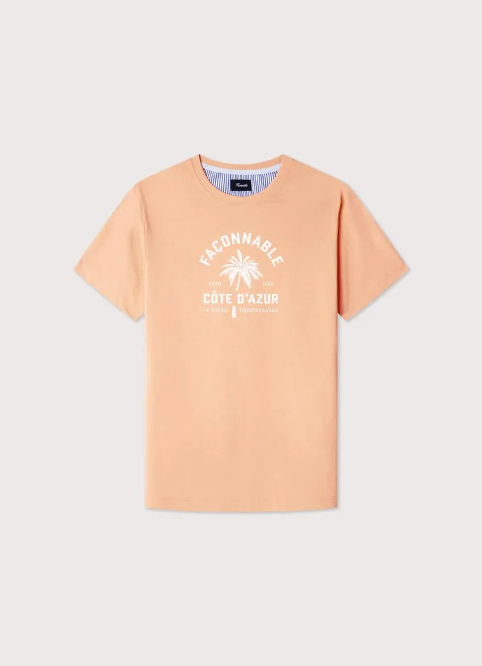 Men TShirts and Sweatshirts Faonnable Regular Fit Palm Tree TShirt Acid Orange
