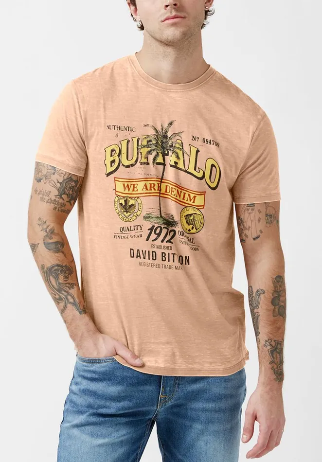 Men Tafii Tan ShortSleeve Mens Tshirt Tan Buffalo David Bitton Tops and Tees