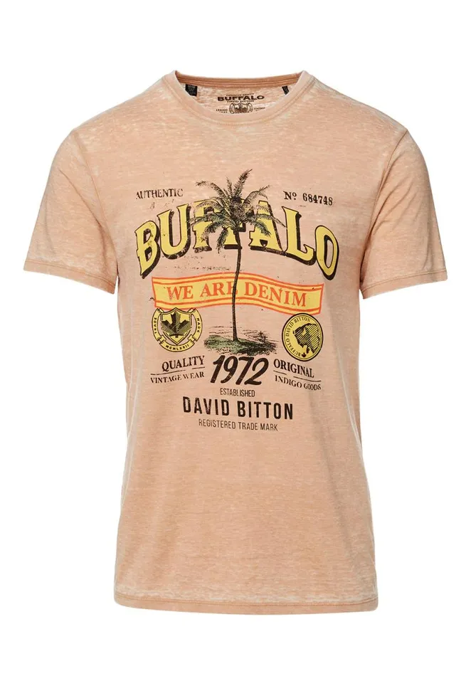 Men Tafii Tan ShortSleeve Mens Tshirt Tan Buffalo David Bitton Tops and Tees