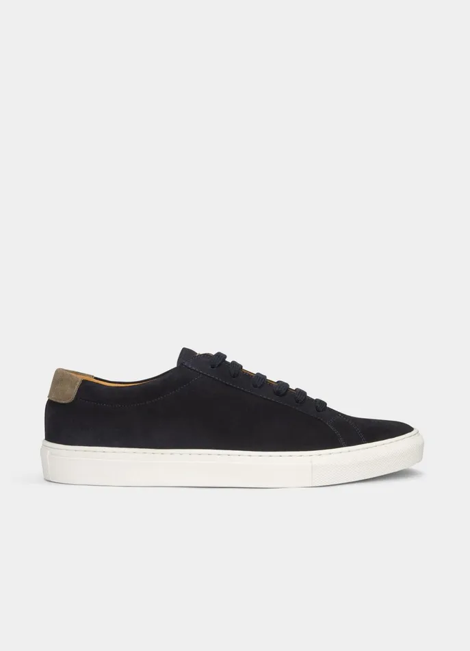 Men Trainers Faonnable TwoTone Suede Trainers Marine Blue