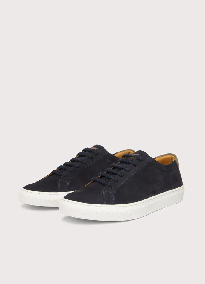 Men Trainers Faonnable TwoTone Suede Trainers Marine Blue