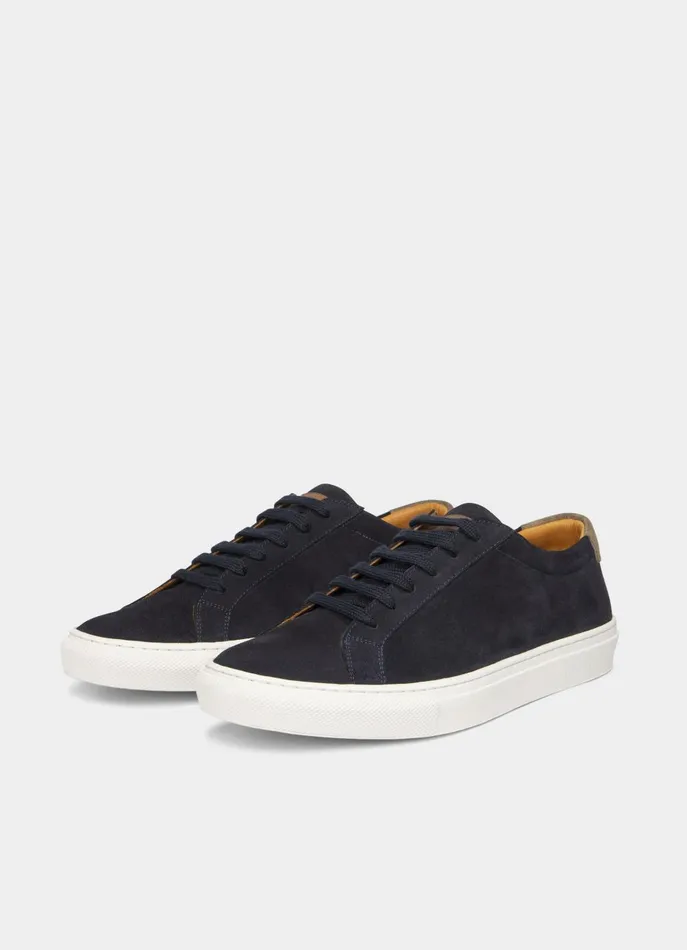 Men Trainers Faonnable TwoTone Suede Trainers Marine Blue