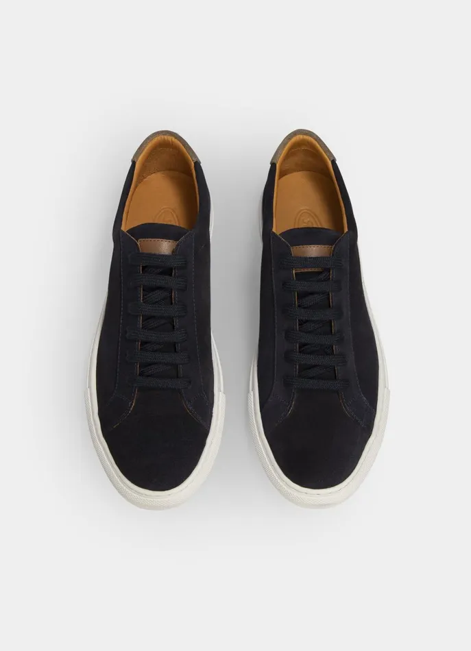 Men Trainers Faonnable TwoTone Suede Trainers Marine Blue